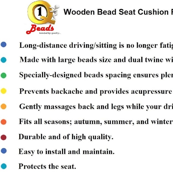 Acupuncture Design Wooden Car Bead Seat Cover Cushion Mat ( Universal Fit) - Picture 7 of 7